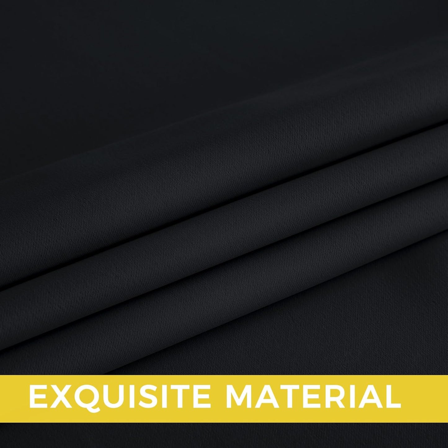 NICETOWN Room Darkening Curtains - 2 Panels, Black, 52"W x 96"L for Ultimate Light Control