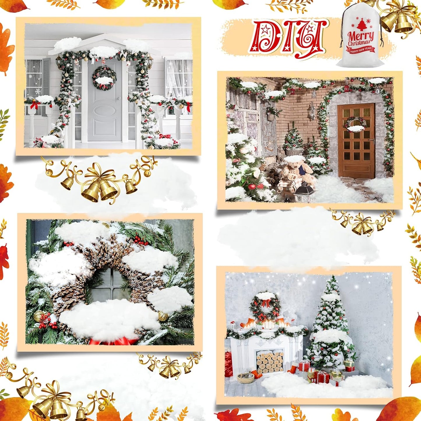 Shappy Christmas Fake Snow Decor - Fluffy Artificial Fiber Cotton Blanket for Indoor Winter Decoration