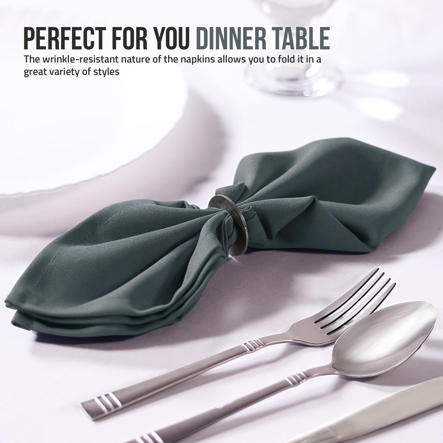 Utopia Home Charcoal Grey Cloth Napkins (12 Pack, 18x18 Inches), Ideal Dinner Napkins for Party, Wedding and Lunch/Dinner