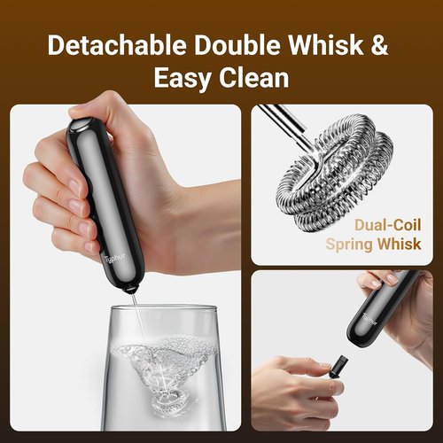 InstaWhisk Milk Frother - Battery Operated Handheld Coffee Foam Mixer with Variable Speed & Stand