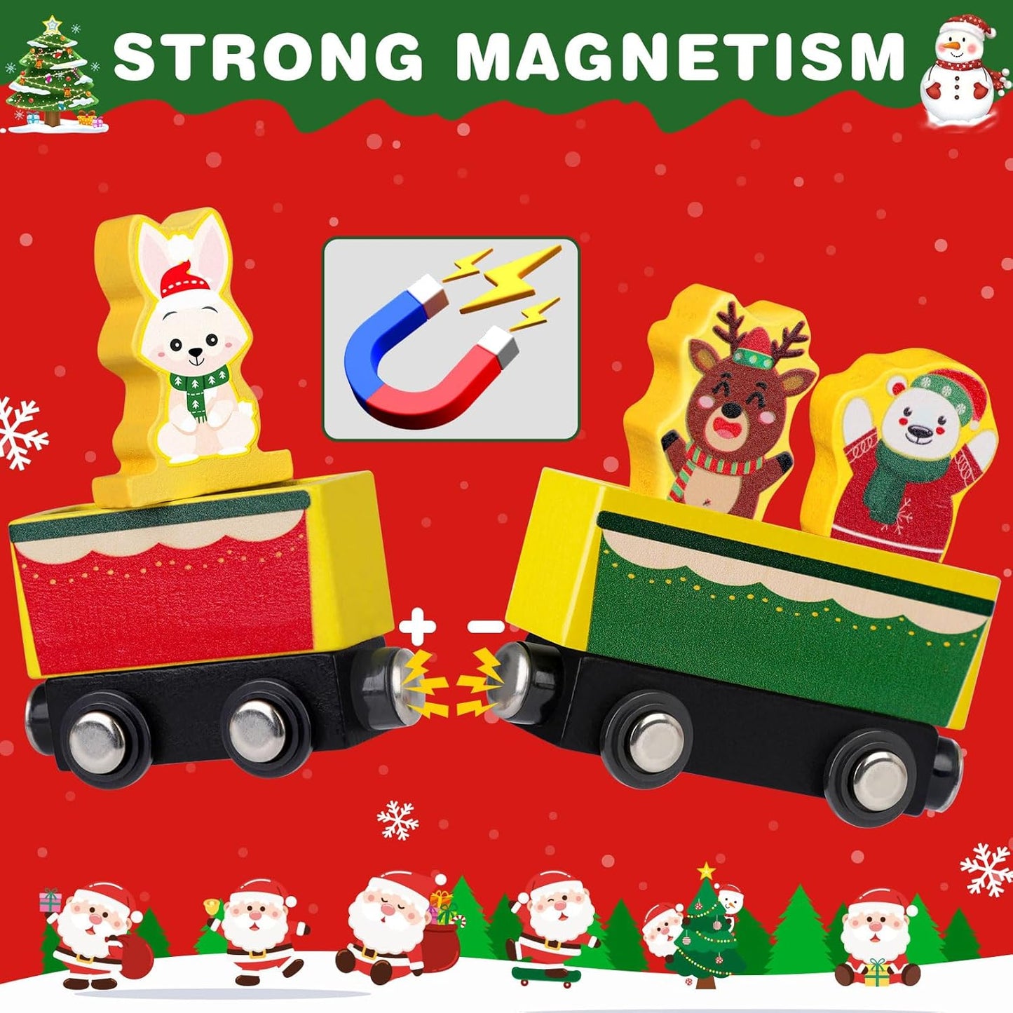 Wooden Advent Calendar by Toddler | 24-Day Magnetic Animal Train Set for Kids - Perfect Christmas Countdown Gift