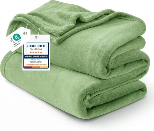 Bedsure GentleSoft Fleece Blanket - Plush Cozy Twin Size Green 300GSM for Bed, Sofa, Travel | 60x80 Inches