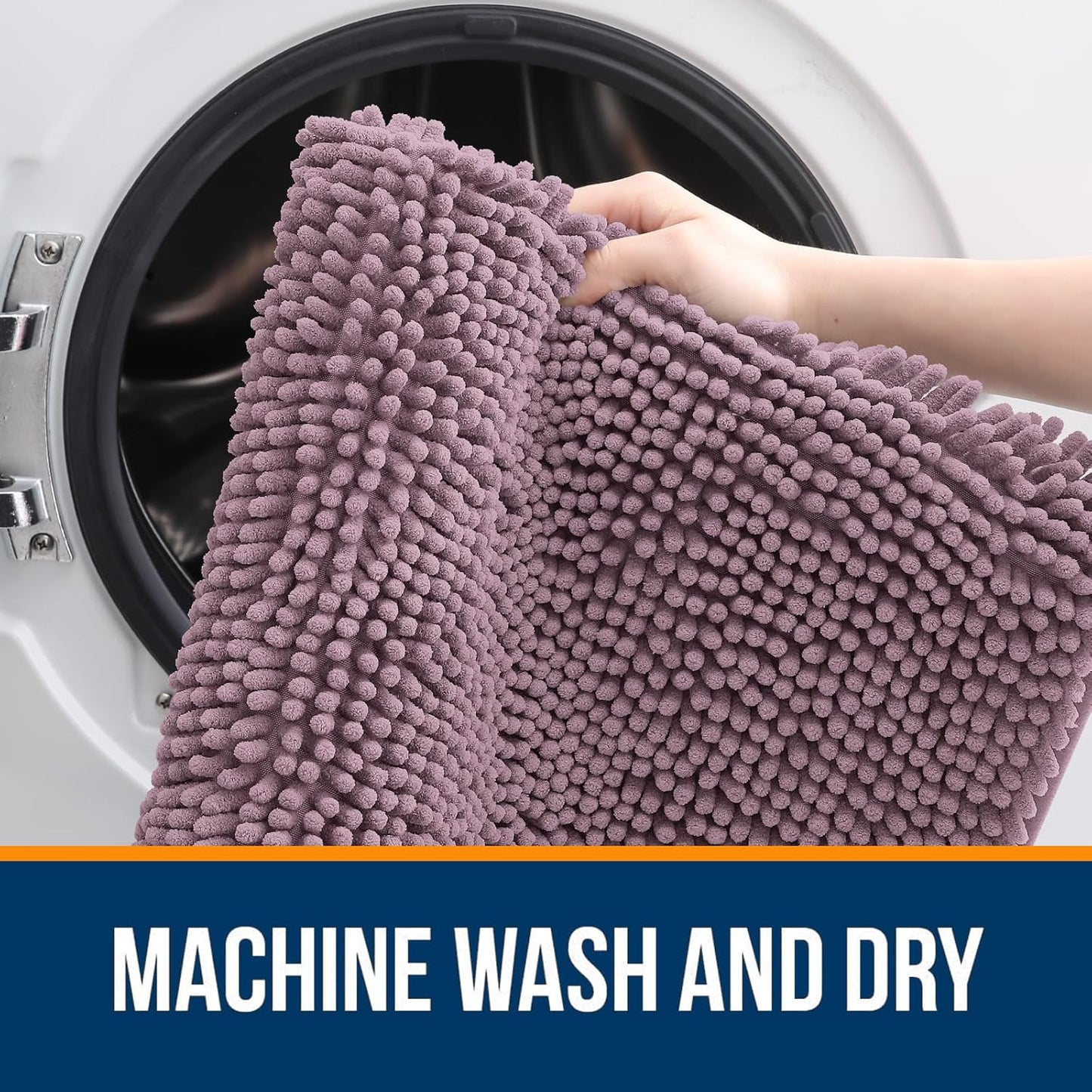 OLANLY Bathroom Runner Rugs - Soft Absorbent Chenille Bath Mats | Quick-Dry, Machine Washable, 70x24, Deep Plum