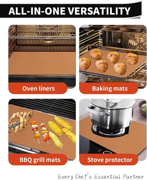 Heavy Duty Oven Liners by [Brand Name] - Non-Stick, Reusable Mats for Electric & Gas Ovens | 17x25" Copper, BPA & PFOA Free