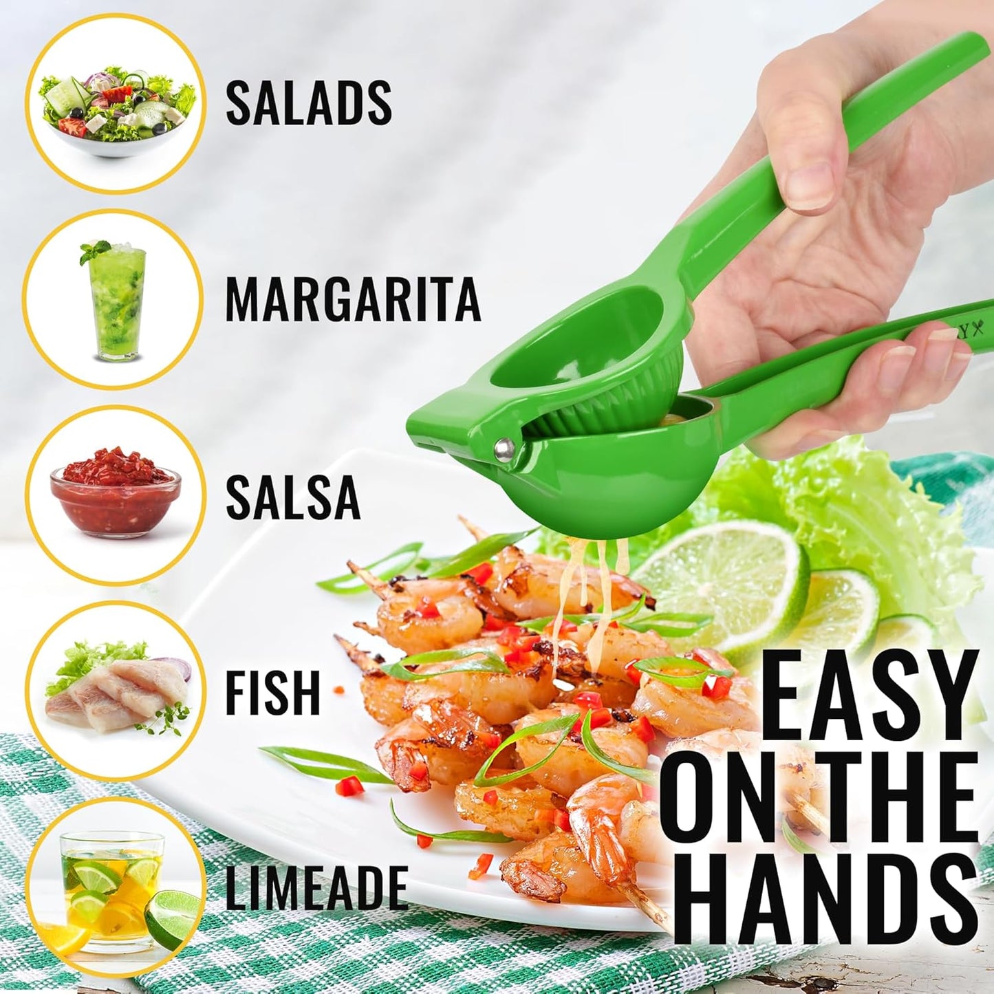 Zulay Metal Lime Squeezer - Heavy-Duty Citrus Juicer for Maximum Juice Extraction - Ergonomic Green Manual Press