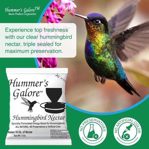 Hummer's Galore Hummingbird Food - All-Natural Ready-to-Mix Nectar, No Preservatives, 192 oz (Pack of 3)