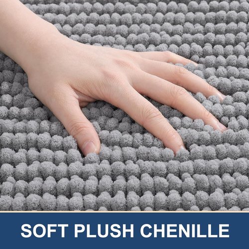 Arotive Bathroom Rugs - Extra Soft Shaggy Chenille Bath Mats | 32x20, Machine Washable, Grey