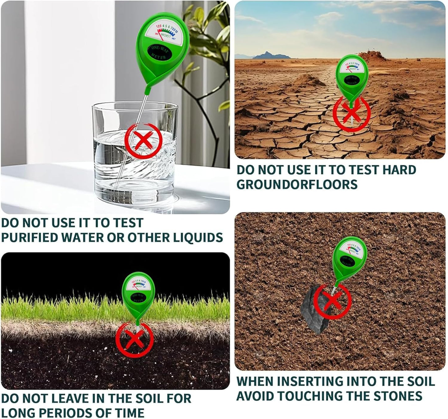 Soil Moisture Meter - Accurate Plant Water Tester for Indoor & Outdoor Use | No Battery Required