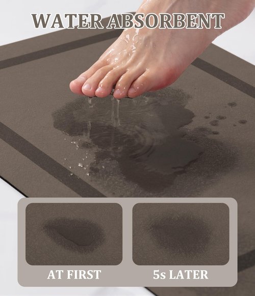 chakme Bathroom Mat Rugs Large 59x24, Ultra Thin Magic Mat Bathroom Rug Non Slip Bath Rugs Quick Dry Absorbent Bath Mats for Bathroom Floor, (Brown, 59"x24")