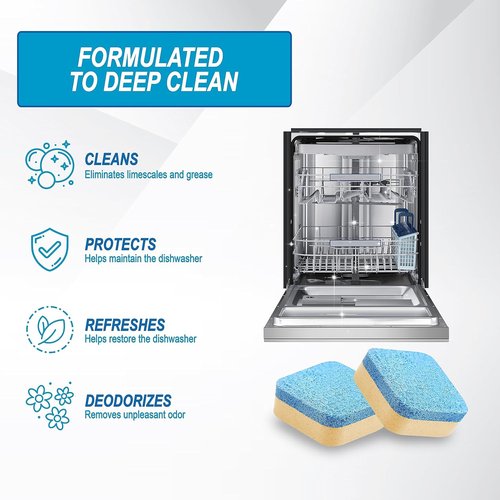 Air Jungles Dishwasher Cleaner Tablets - 24 Count Lemon Scent | Deep Cleaning Descaler for Odor & Hard Water Removal