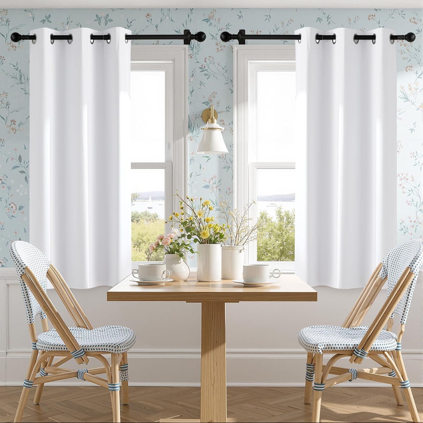 NICETOWN 100% Blackout Window Curtain Panels - Thermal Insulated Drapes, Snow White, 68" Length, Set of 2