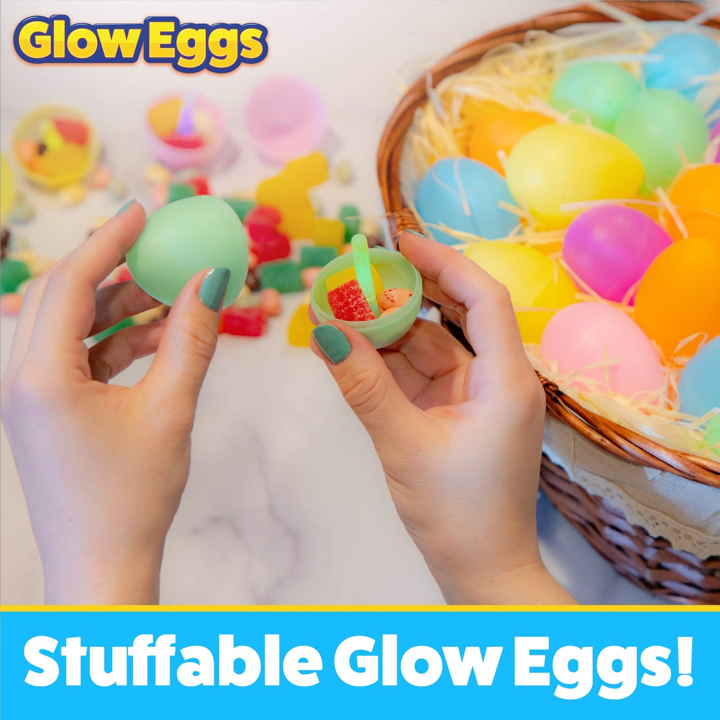 PartySticks 72 Easter Glow Eggs & 216 mini Glow Sticks 288pcs total, Glow-in-the-Dark Kids Teens Adults Easter Basket Stuffers Fillers Gift for Hunt Game, Party Favors, Boys Girls Classroom Prizes