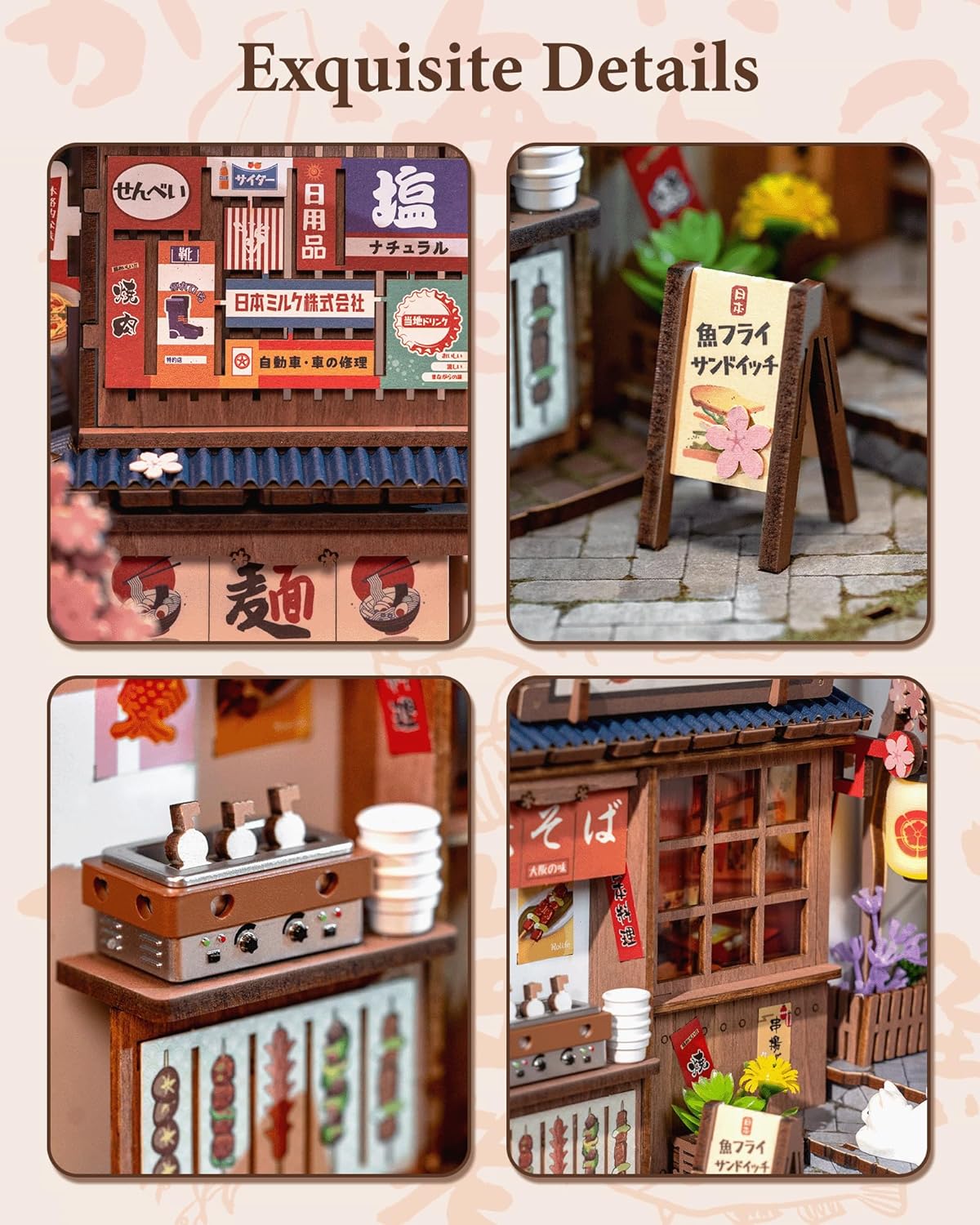 Rolife Book Nook Kit - Sakura Wine Alley 3D Wooden Puzzle | Japanese-Inspired Miniature Dollhouse Decor for Book Lovers