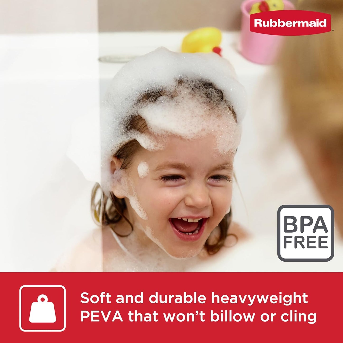 Rubbermaid Waterproof Heavyweight PEVA Shower Curtain Liner - Charcoal Gray, 70x72 Inches