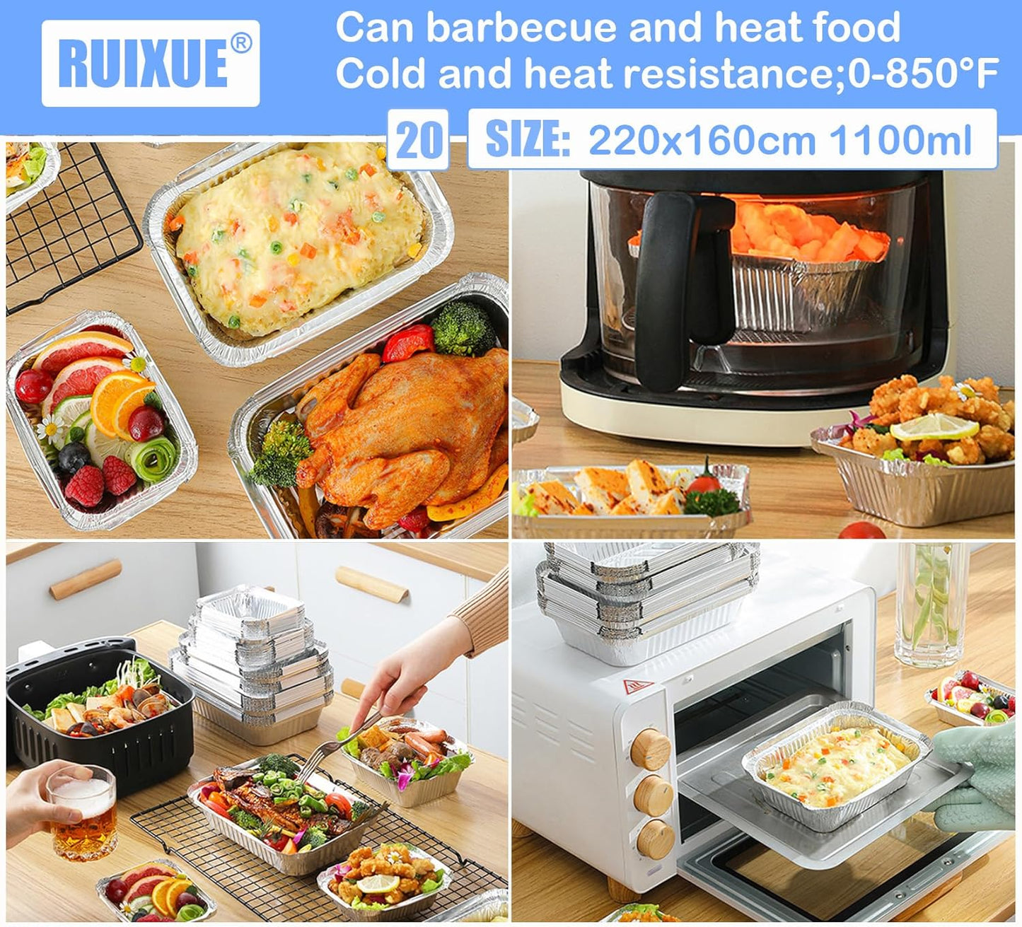 Notwoe® Disposable Aluminum Baking Pans - 55 Pack With Lids | 12x8, 8x6 & 8x5 Square Combo Set