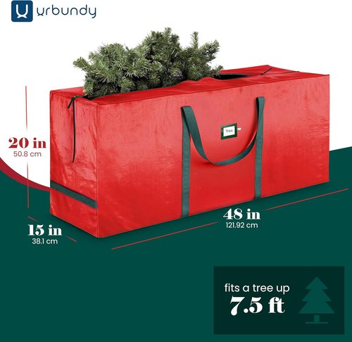 Heavy Duty Moving Bag - 7.5 Ft Christmas Tree Storage Bag in Red | Year-Round Protection