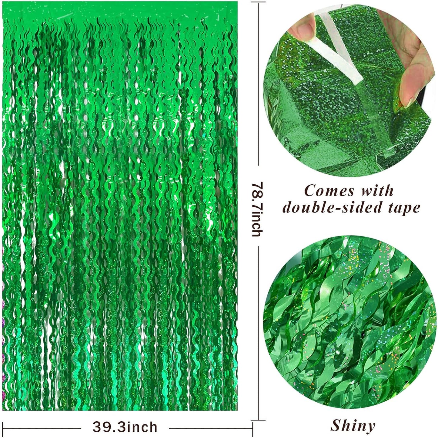 Skiennix Tinsel Foil Fringe Curtains - Metallic Wavy Backdrop for Party Decorations | Photo Booth Props