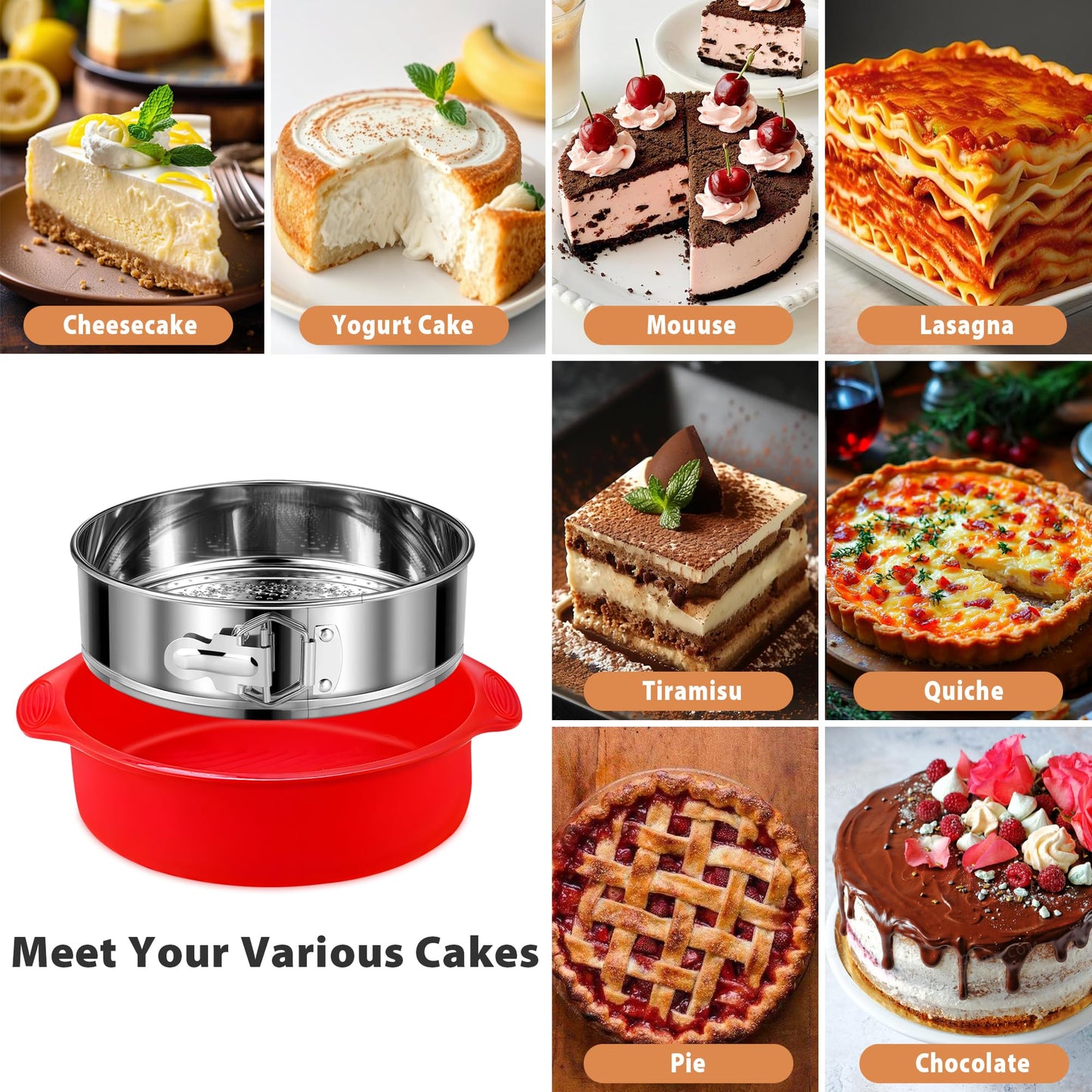 Stainless Steel Springform Pan 9 Inch Nonstick, Leakproof Spring Form Pan for Cheesecake, Cheesecake Pan with Protector, Cheese Cake Pans for Baking, 9 Inch Springform Pan with 50Pcs Parchment Paper