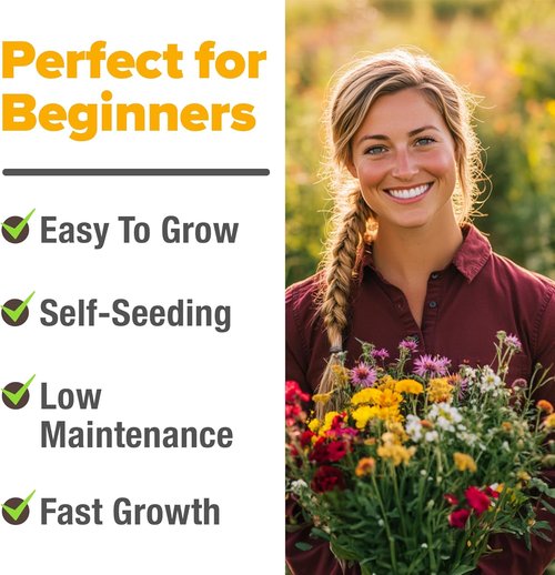 HOME GROWN Premium Wildflower Seeds Bulk Mix - 59,300+ Seeds in 19 Varieties for Pollinators | Perennial & Annual Seed Mix