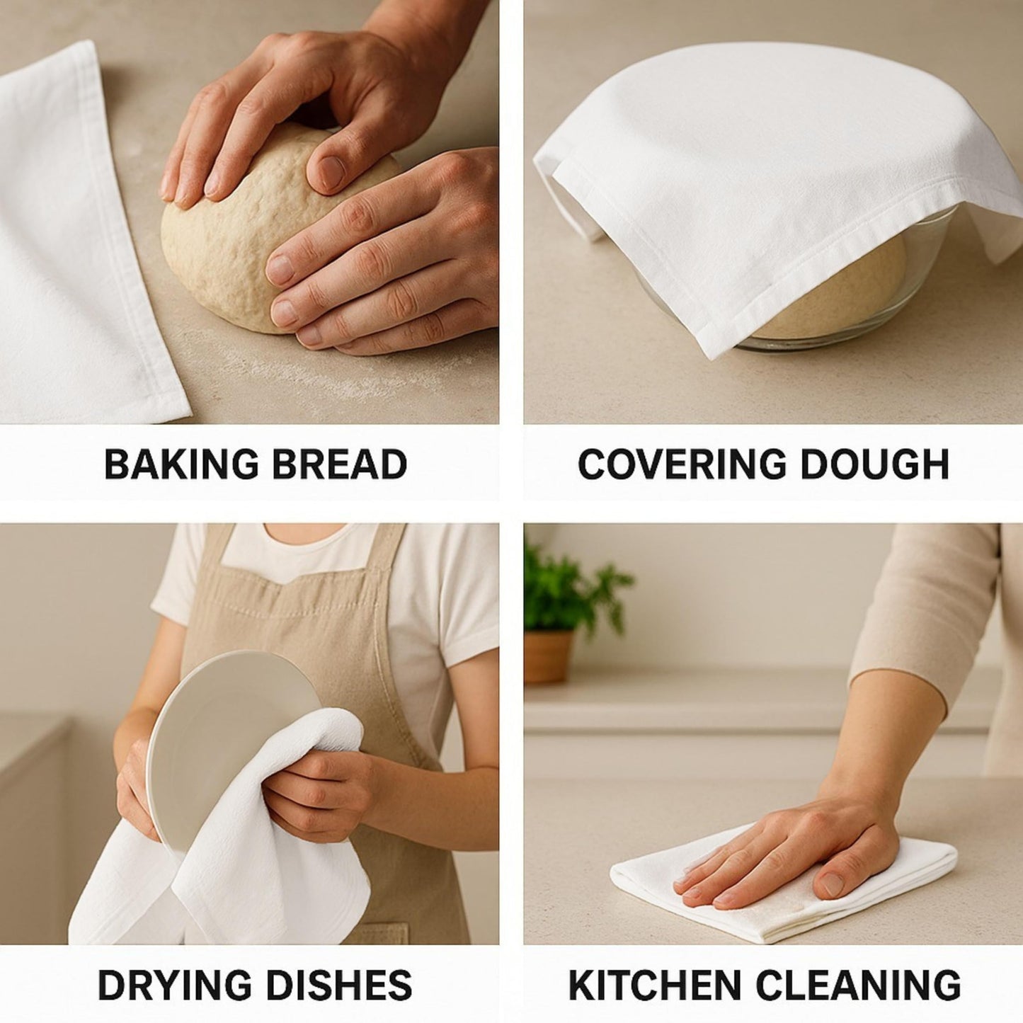 Flour Sack Towels | Tea Towel for Crafts | Kitchen Dish Cotton Blank Towel for Embroidery | Baking Bread Proofing Linen Cover | Thick Absorbent Quick Dry | 7 Pack 15"x25" White