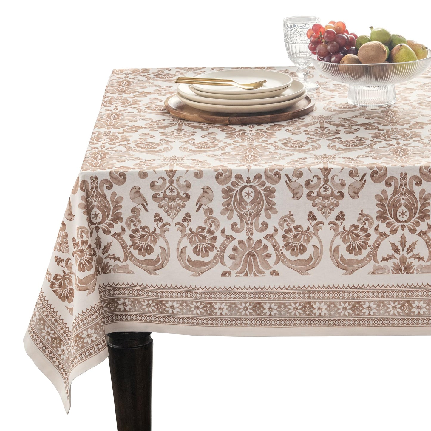 Maison d' Hermine Table Cloth Square Table 100% Cotton 60 x 60 Inches Fall Tablecloth Reusable Everyday Use for Thanksgiving Christmas Decorations Dining Farmhouse Party (Allure)