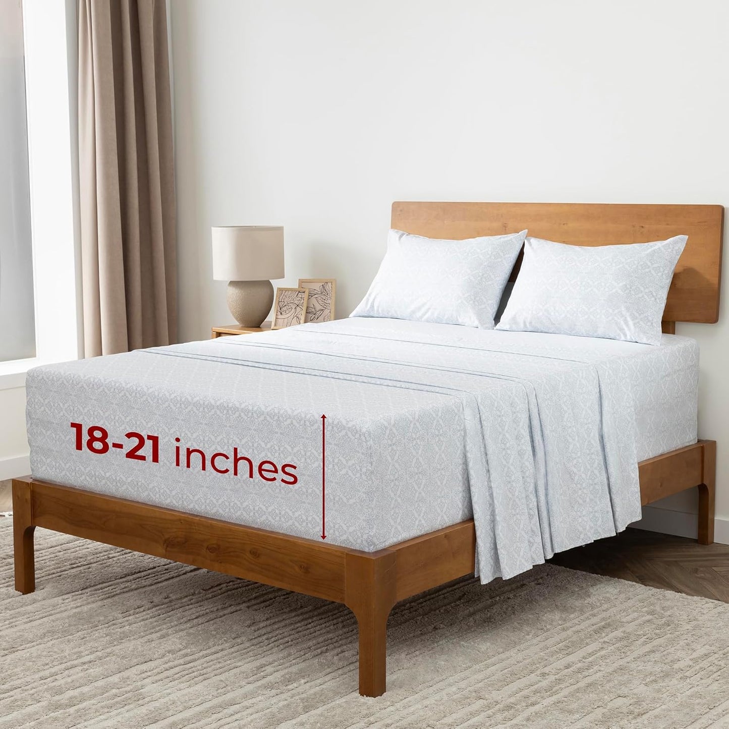 Mellanni Extra Deep California King Sheets - Luxury Cooling Bedding - Ultra Soft & Wrinkle Resistant (Cal King, Laced Sky Blue)