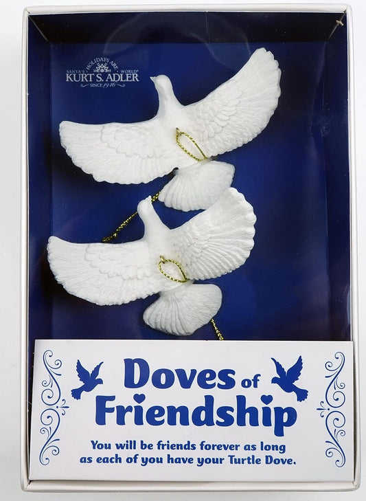 Friendship Dove Ornament Set of 2 - 4.5" Resin Holiday Decor by Kurt Adler