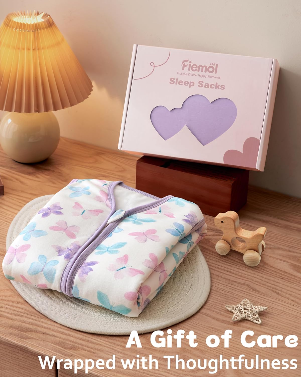 Rayon by Bamboo Baby Sleep Sack - Soft 1.0 Tog Wearable Blanket for Infants 6-12 Months | 2-Pack Purple Butterfly