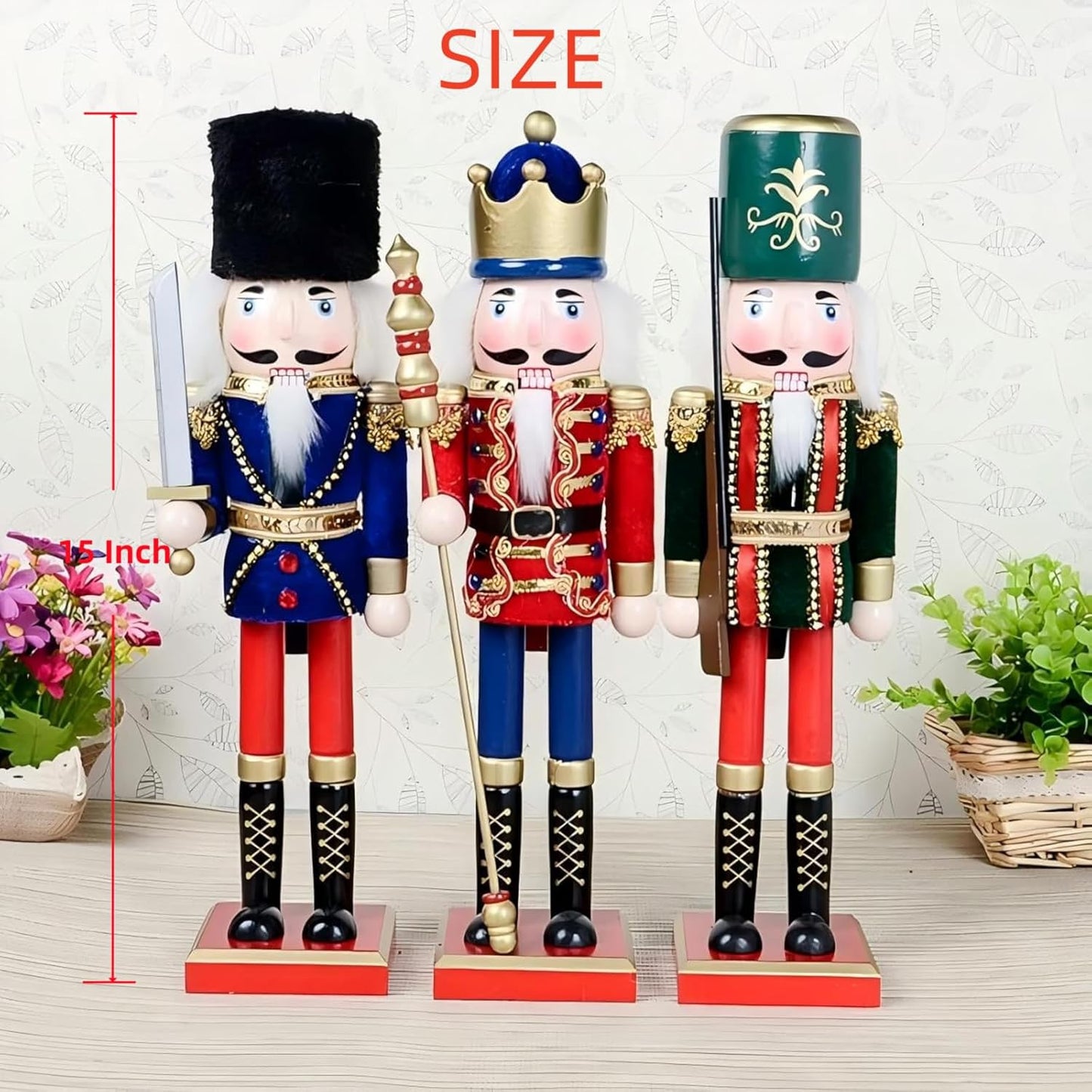 Regine Switzerland 15-Inch Hand-Painted Christmas Nutcracker Figure - Festive Wooden Decoration for Winter