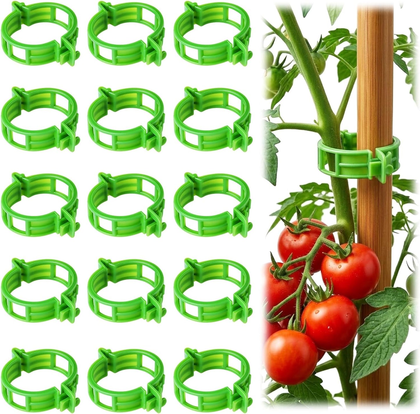 Skiennix 100pcs Tomato Clips - Durable Plastic Trellis Support for Climbing Plants | Reusable Garden Clips for Healthy Growth