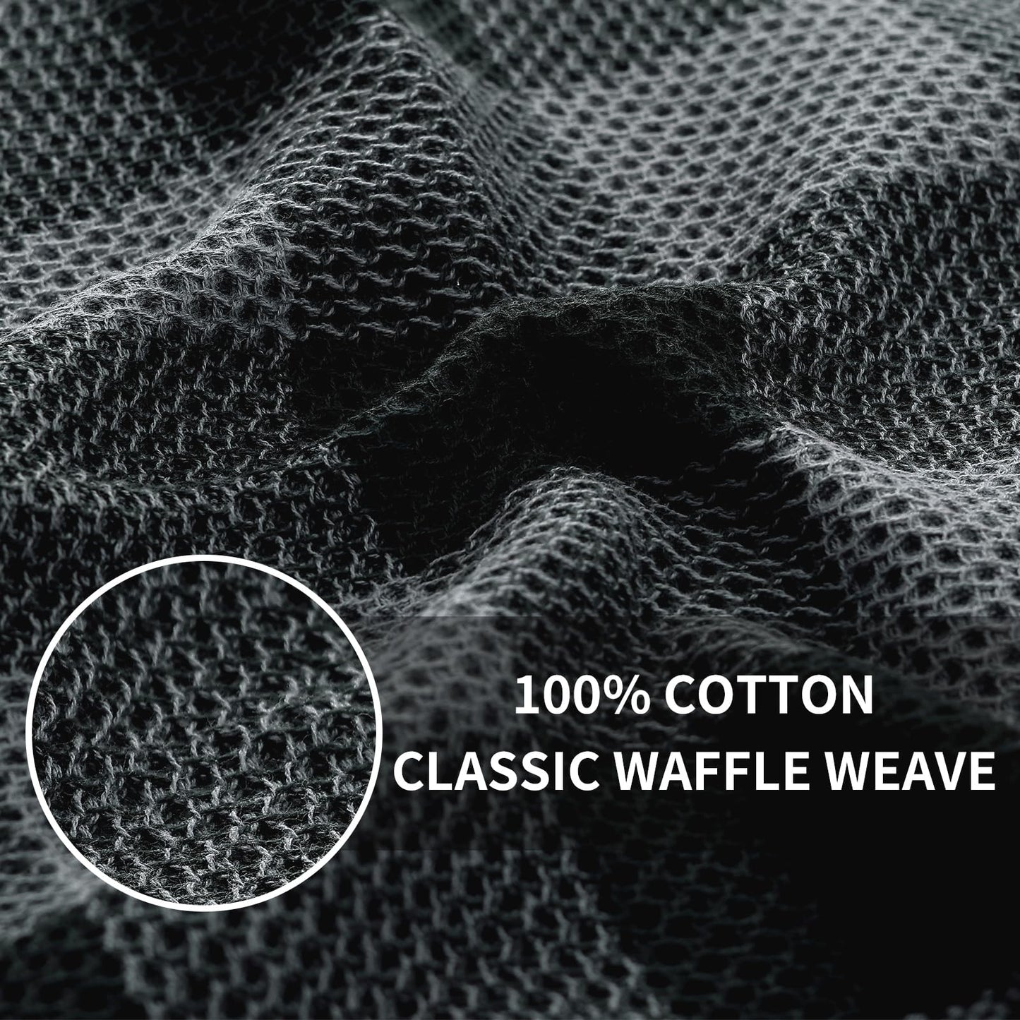 Homaxy 100% Cotton Waffle Weave Check Plaid Kitchen Towels, 13 x 28 Inches, Super Soft and Absorbent Dish Towels for Drying Dishes, 4-Pack, Black & Grey
