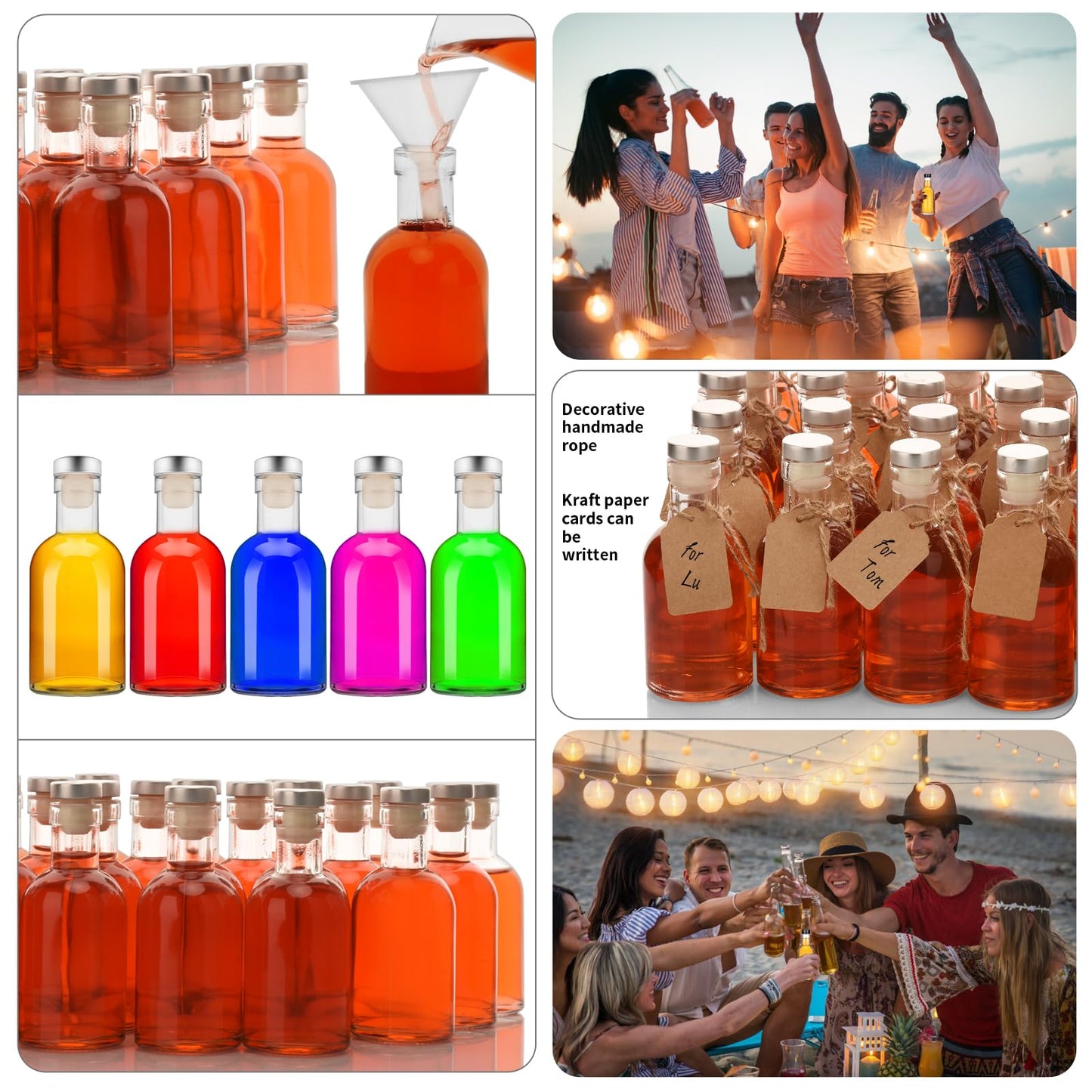 eispap 25 Pcs 3.5OZ Mini Glass Liquor Bottles with Lids Small Glass Wine Bottle Reusable Empty Alcohol Bottles with Aluminum Silver Cap for Christmas Birthday Weddings (100ML 3.5OZ 25PC)