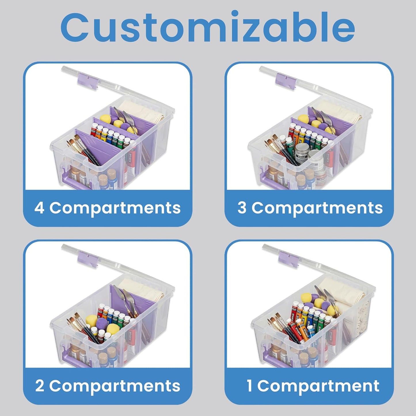 ArtBin Semi Satchel Craft Organizer - Portable Clear Plastic Storage Case with 3 Dividers