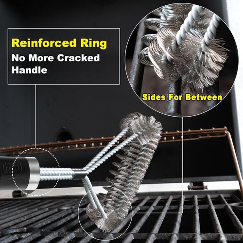 GRILLART Grill Brush - Safe & Efficient 18" BBQ Cleaner with Wire & Helix Design | Ideal for Gas & Porcelain Grates