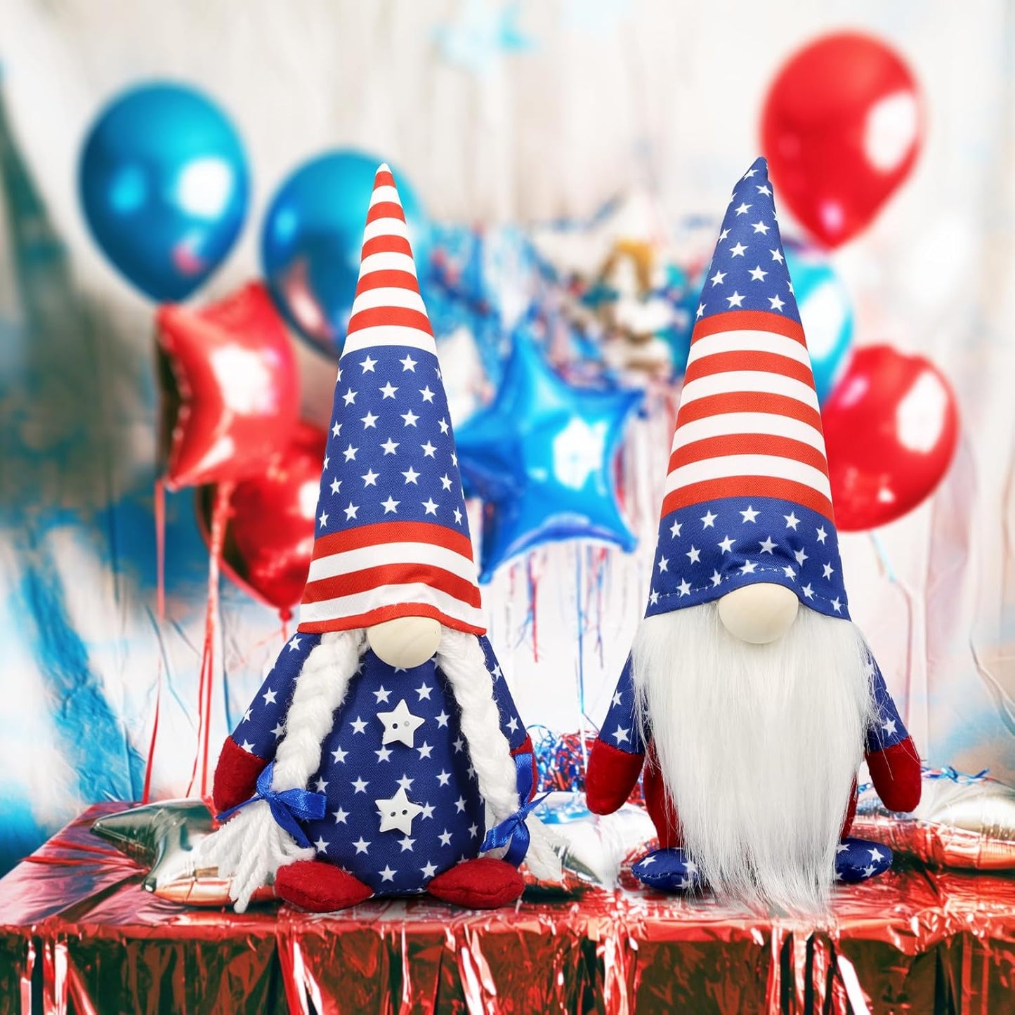 Skiennix 4th of July Gnomes - Patriotic USA Home Decor | Red, White & Blue Figurines for Indoor Use