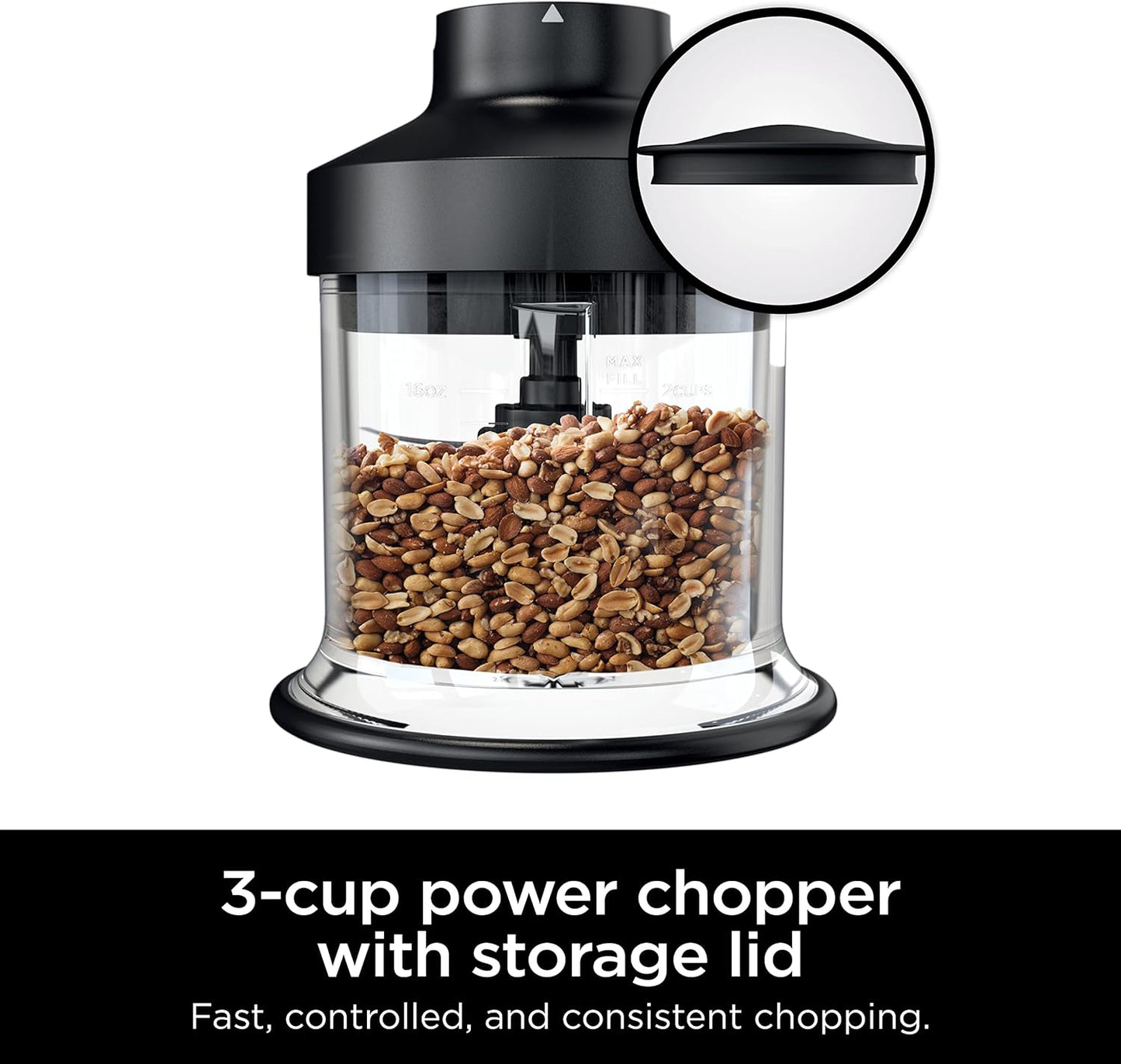 Ninja Foodi Power Chopper - 3-Cup Food Processor Bowl Accessory | Includes Bowl, Lid & Blade | Black