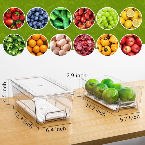 Imncya Stackable Fridge Organizer Drawers - Clear Storage for Fruits, Veggies & Food | 6 Pack