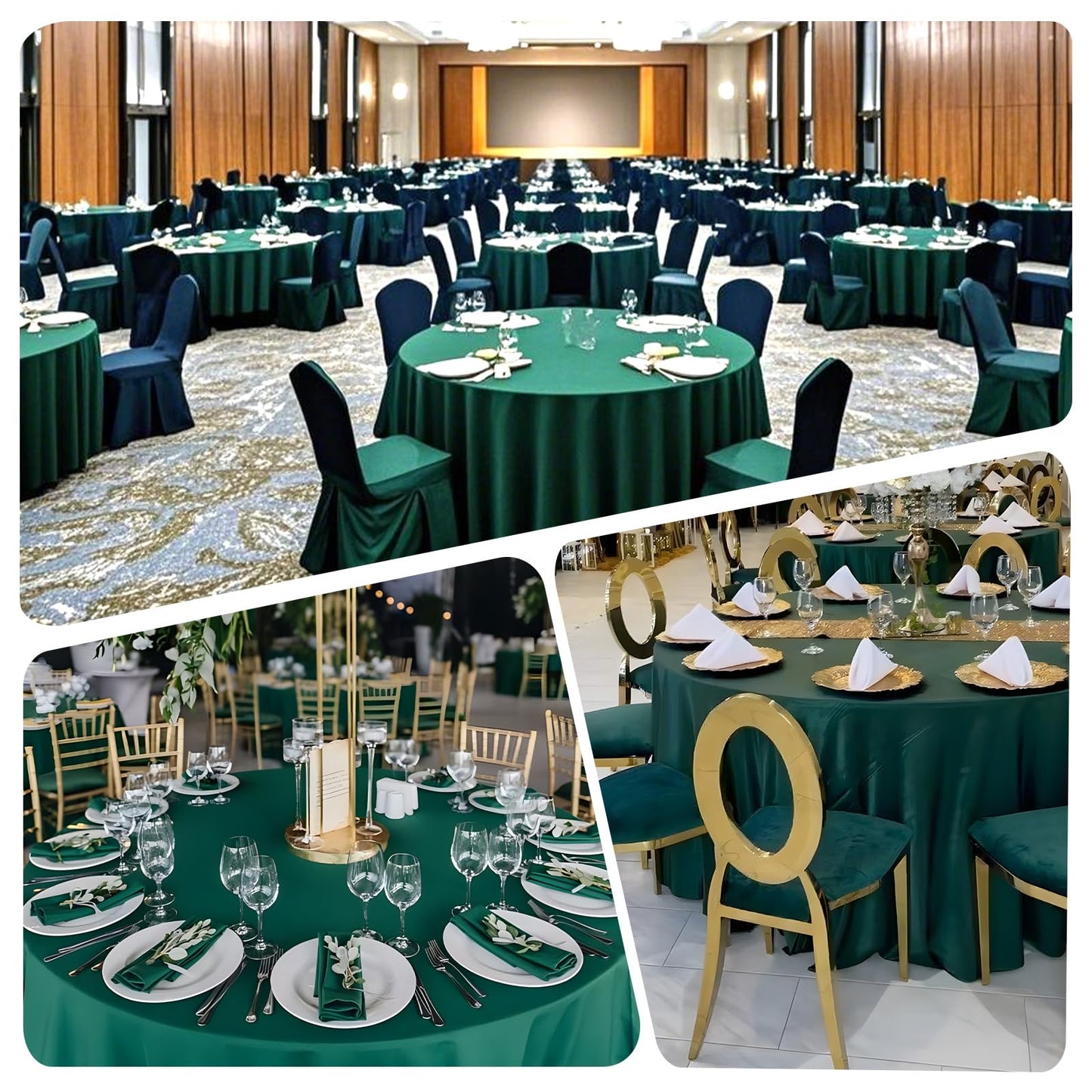 pepmily 8 Pack Green Round Tablecloth 90 Inch Round Table Cloth, Wrinkle Resistant and Washable Tablecloth Polyester Fabric Table Cloth Round Cover for Dining Wedding Banquet Party