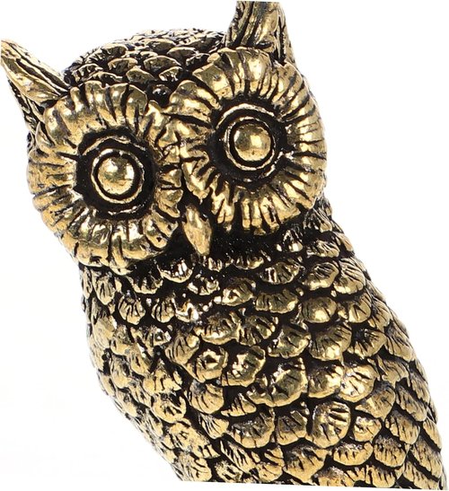 Brass Owl Figurine - Unique Decorative Animal Art for Home & Office | Elegant Shelf Ornament