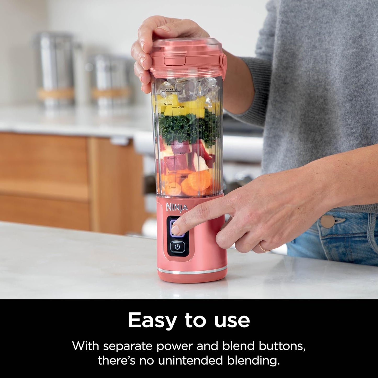 Ninja Blast Portable Blender - Cordless 18oz Personal Blender for Smoothies & Shakes | BPA Free, USB-C Rechargeable, Red Clay
