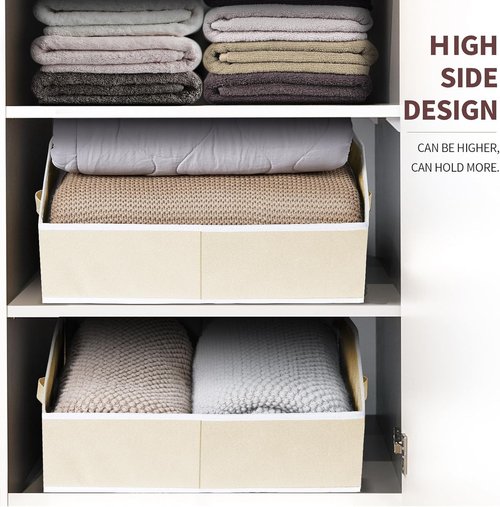 Homsorout Organizer Bins - Trapezoid Storage Baskets 6-Pack | Large Fabric Bins for Toys, Clothes, Towels (Beige)
