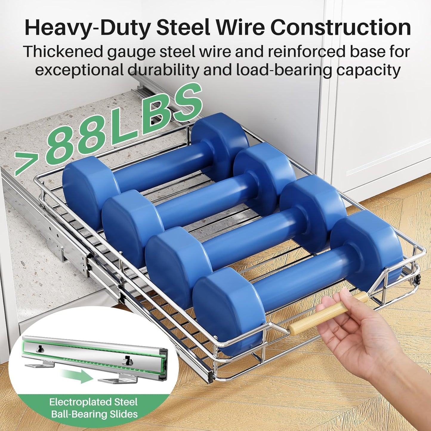Pull Out Cabinet Organizer - Heavy Duty Sliding Shelves for Pots and Pans | 18"W x 21"D