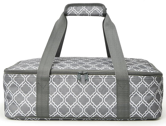 Skiennix Insulated Casserole Carrier Bag - Portable Food Transport Tote for 9x13" Dishes | Silver Gray