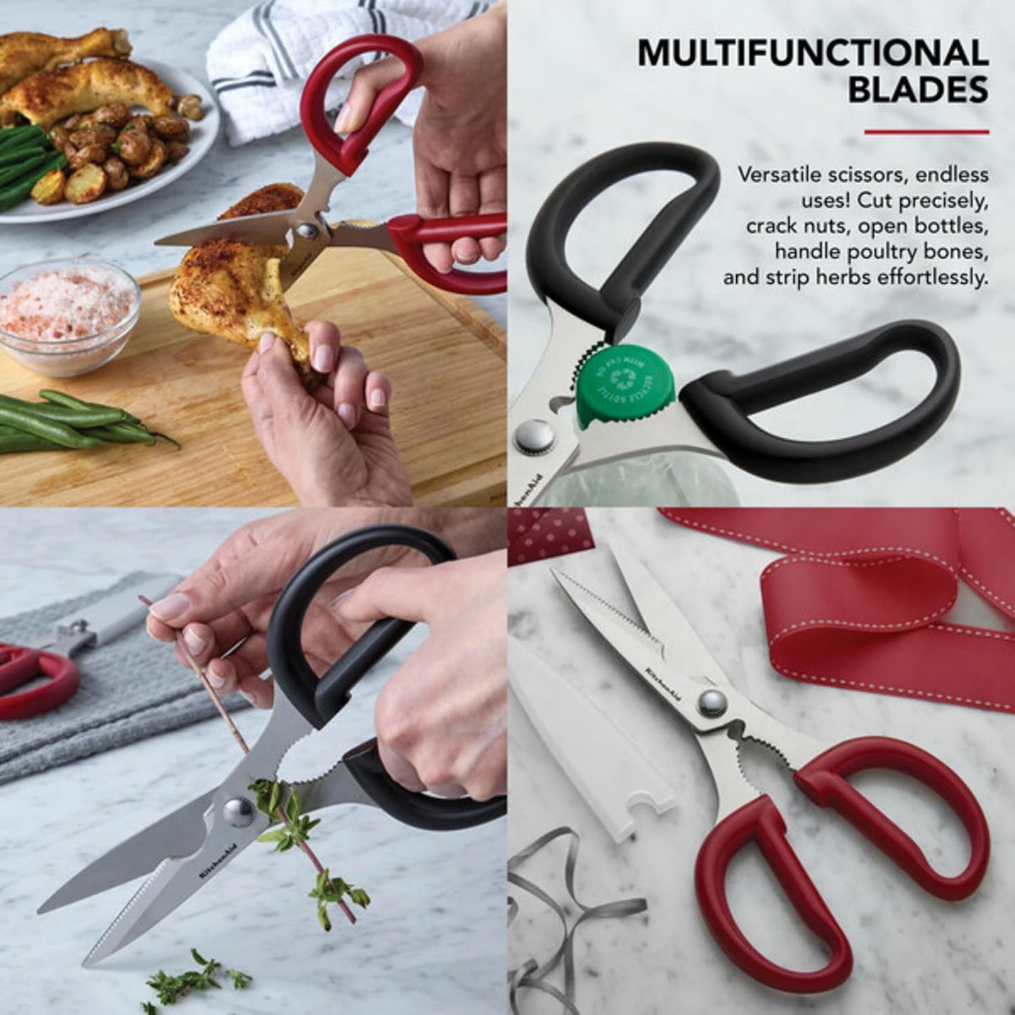 KitchenAid Multipurpose Shear Set - Versatile Scissors with Nutcracker & Ergonomic Handles | 2 Piece