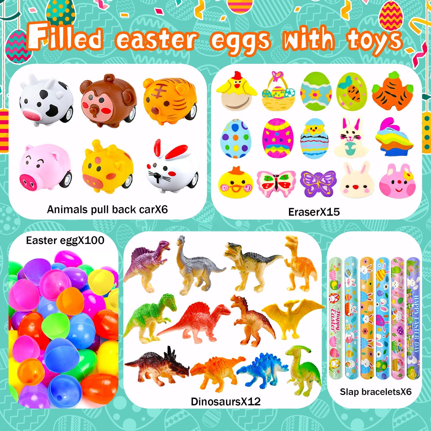 uscan 318 pcs Bulk Easter Eggs with Toys inside filled Easter Eggs Filled Fillers Easter Basket Stuffers Easter Egg Hunt Easter Party Favors for Kids Toddlers Boys Girls