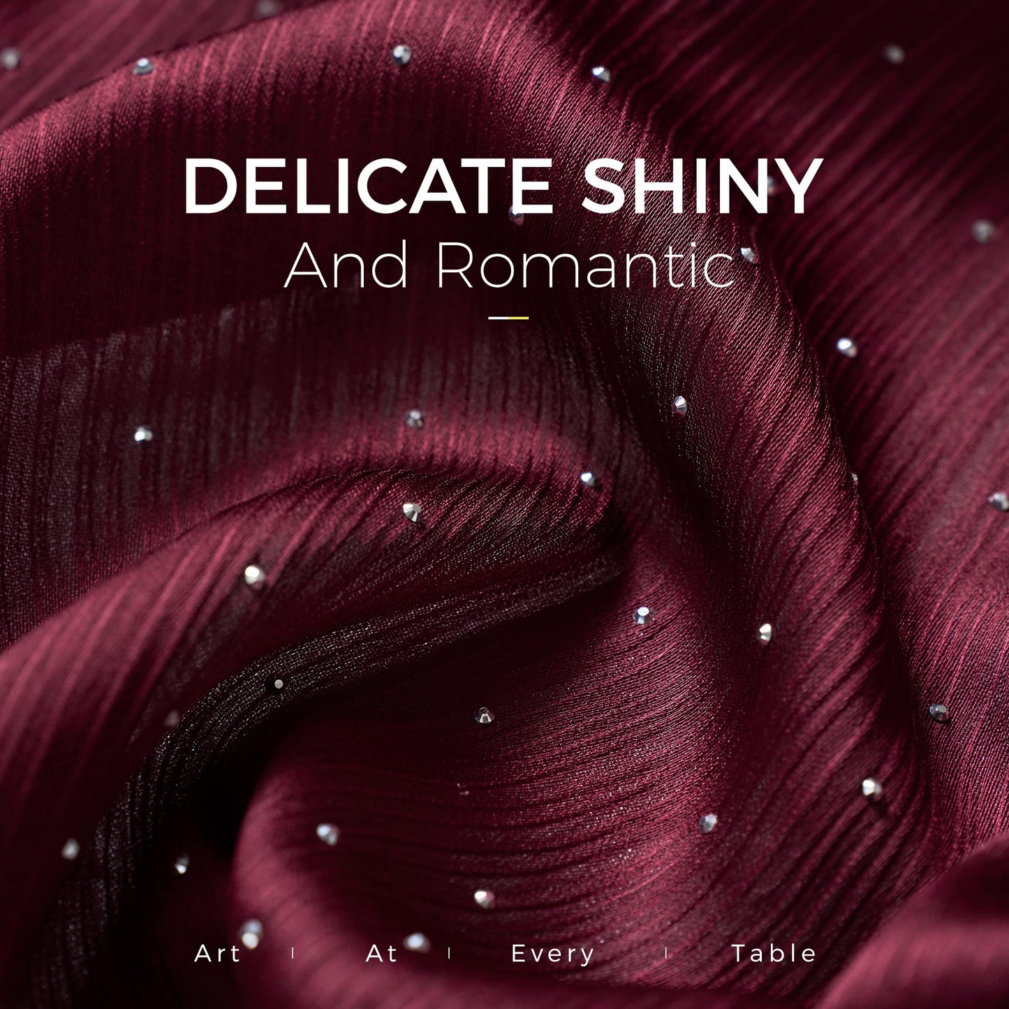 Leetaltree Dazzle Table Runner with Hot-fix Rhinestones-Luxury Scarf Table Runner 120 Inch 10FT -Elegant Gift Set with Card for Wedding,Christmas, Baby Shower,Holiday & Home Decor (Burgundy, 1 Pack)