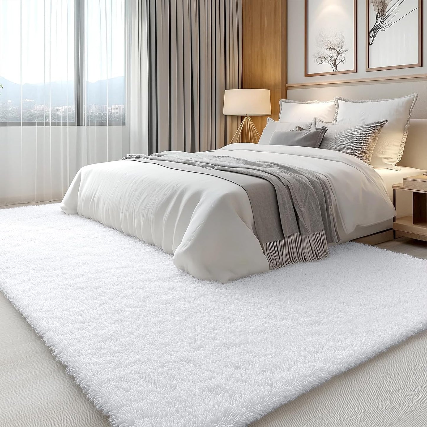 OLANLY 6x6 Area Rug - Soft, Fluffy Shaggy Design | Machine Washable Indoor Carpet for Kids & Home Decor