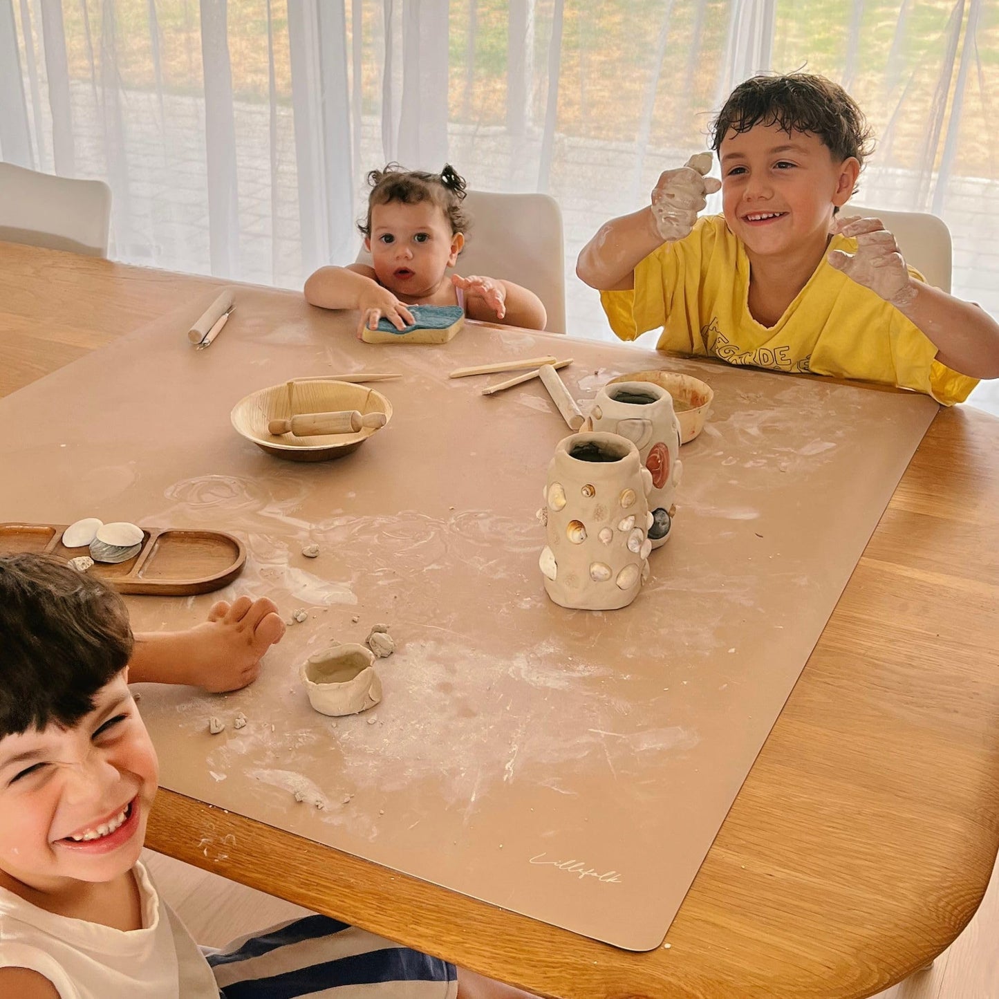 Table Craft Mat to Protect Dining Table, Craft Mess mat 38"x39.4" Great for Childrens Crafts and Play Protect Your Furniture from Spills and Mess Easy to Clean, Heat Resistant (Clay, 38" 39.4")'