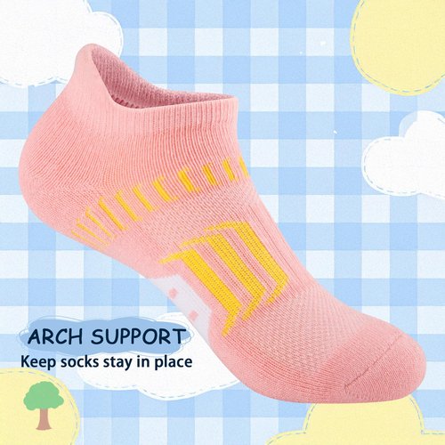 Comfoex 10 Pairs Girls Ankle Athletic Socks Cushioned Running Cotton Socks For 4-6 6-8 8-10 10-12 Years Old