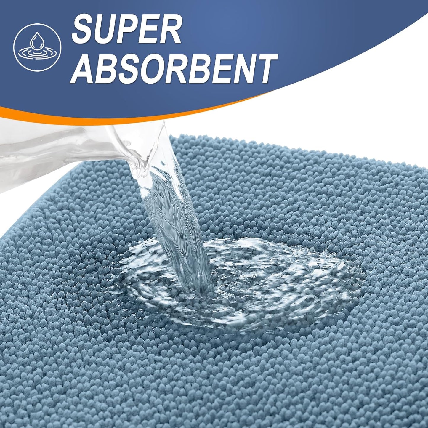 OLANLY Thick Memory Foam Bath Mat Rug - Extra Soft & Absorbent | Non-Slip, Quick Dry, 30x20, Airy Blue